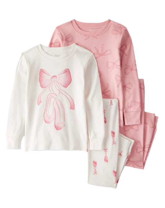 Cotton Long-Sleeve 4-Piece Pajamas