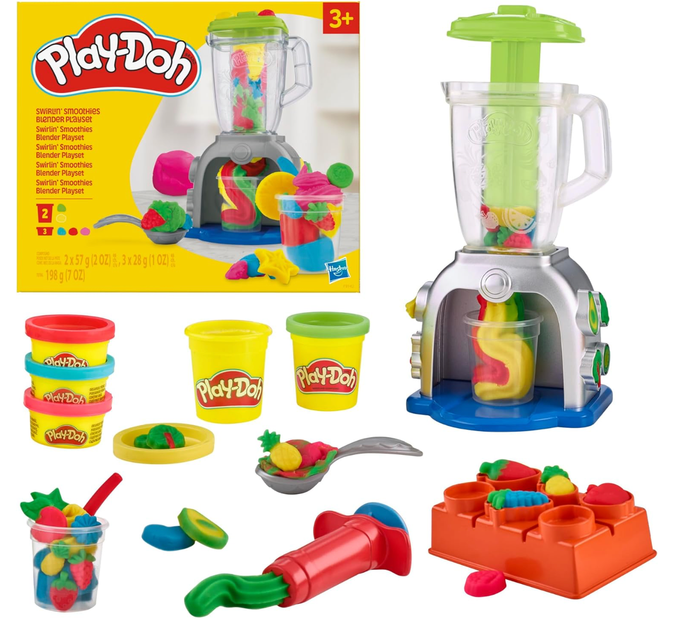 Play Doh Swirlin' Smoothies Toy Blender Playset, Play Kitchen Appliance