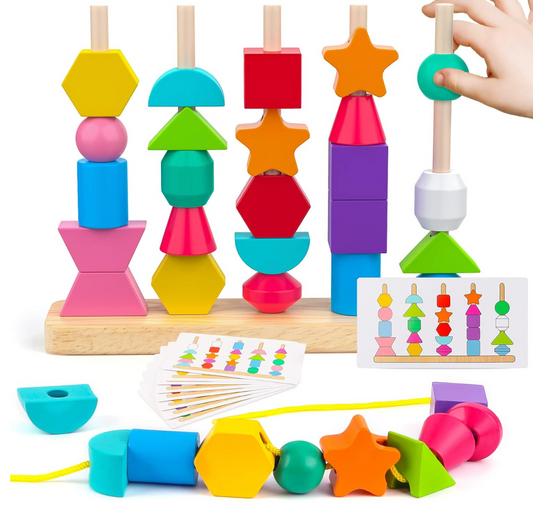 Montessori Wooden Beads Sequencing Toy Set