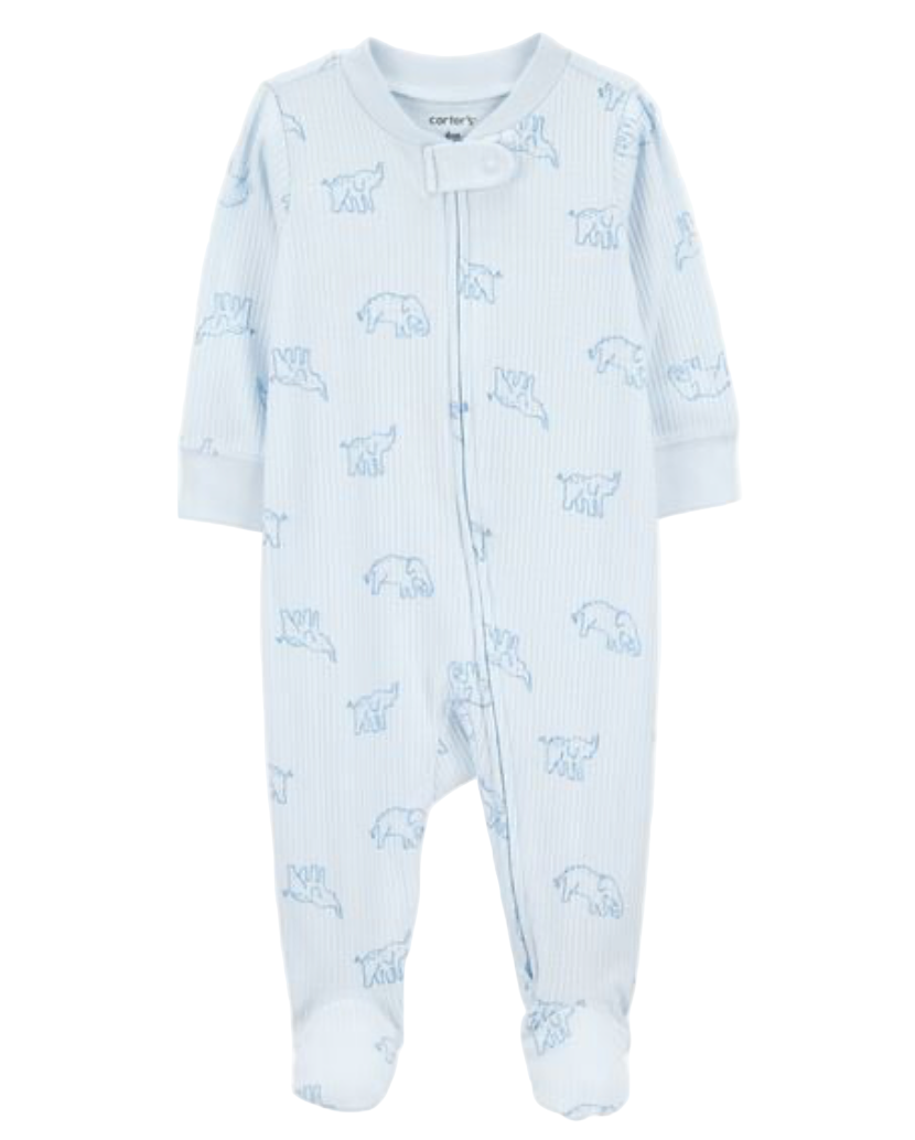 Baby Elephant Print 2-Way Zip Sleep & Play Pajamas