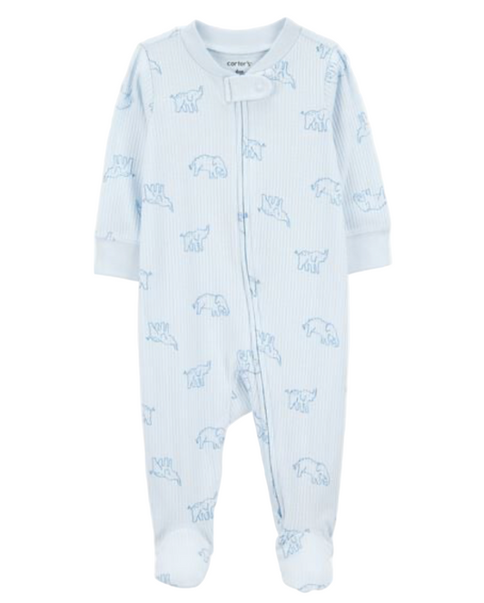 Baby Elephant Print 2-Way Zip Sleep & Play Pajamas