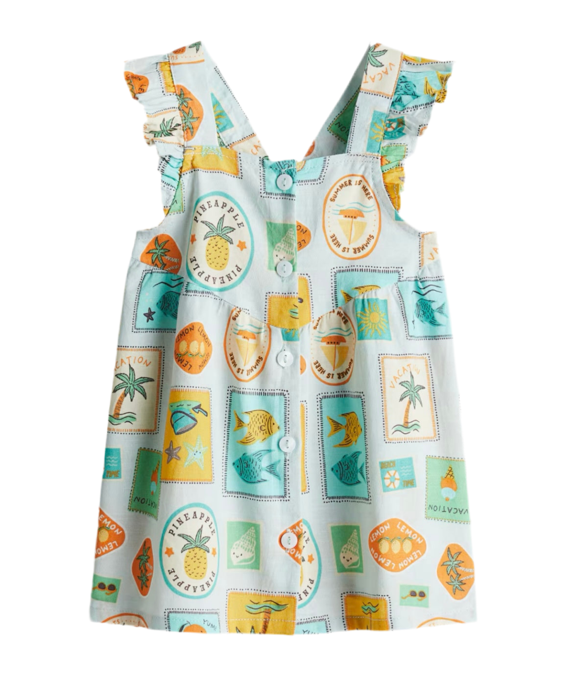 Ruffled-Trimmed Cotton Dress