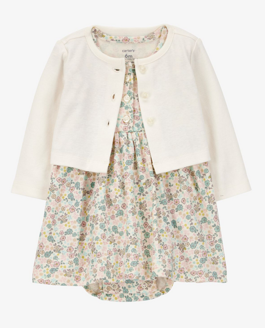Baby 2-Piece Floral Dress Cardigan Set