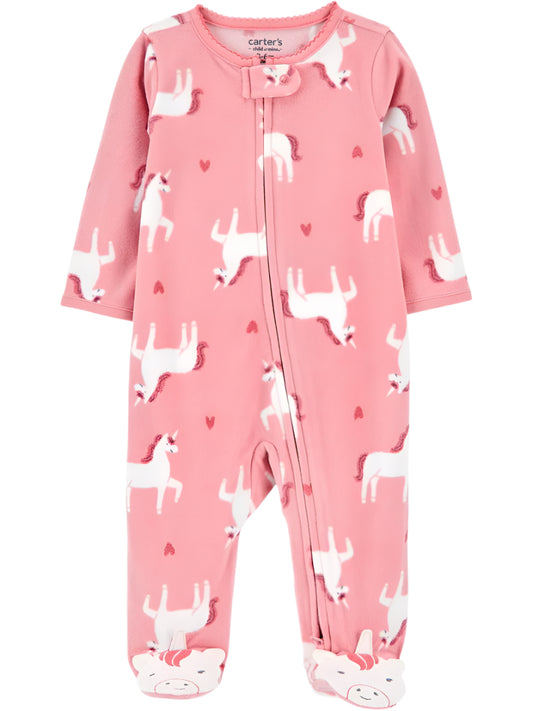 Fleece Long-Sleeve 2-Way Zip 1-Piece Pajamas